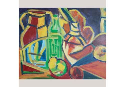Still Life With Bottles And Fruit   Karl Schmidt Rottluff   Follower