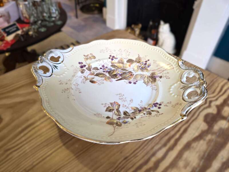 Antique Kpm Birds And Berries Platter Autumn Themed Porcelain