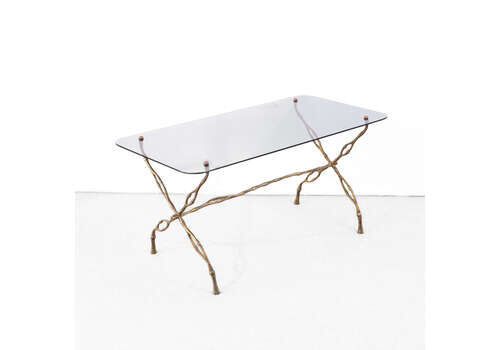 Faux Bamboo Brass And Glass Coffee Table