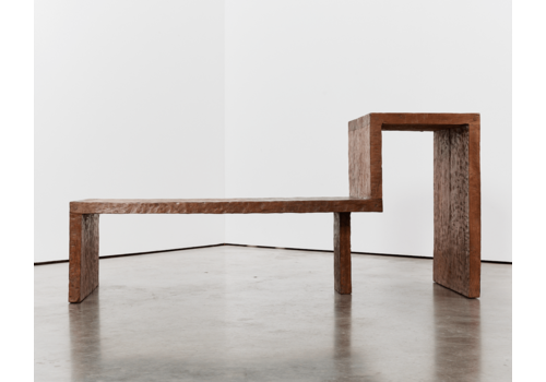 Modernist Hand Chiselled Hardwood Bench