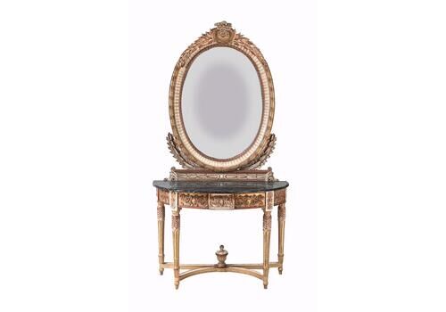 French Console Table Mirror Set Painted Louis XVI Revival