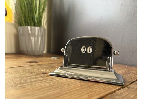 English Art Deco Working Lever Perpetual Desk Top Calendar Silver Plated Chrome