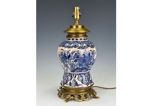 Antique Delft Blue And White Table Lamp – Hand Painted Ceramic