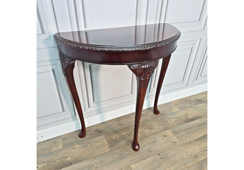 Antique Style Mahogany Half Moon Table Hall Console Demi Lune Carved Retro