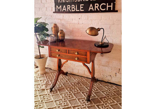 Regency Style Extending Burr Yew Wood And Mahogany Side End Lamp Card Table