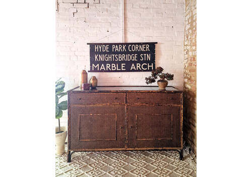 Mid Century Dark Brown Bamboo And Rattan Sideboard