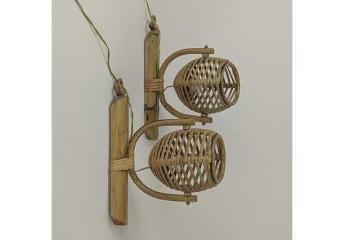 Pair Of Mid Century Modern French Rattan Bamboo Wall Sconces Lights In The Manner Of Louis Soignot
