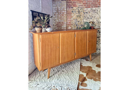 Mid Century Large Teak & Maple Sideboard / Cocktail Cabinet