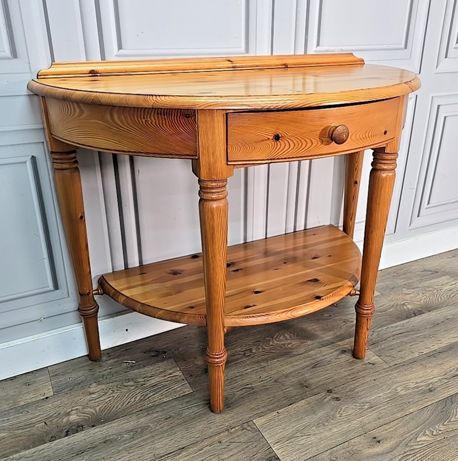 Vintage Ducal Solid Pine Console Table – Half Moon Hall Table