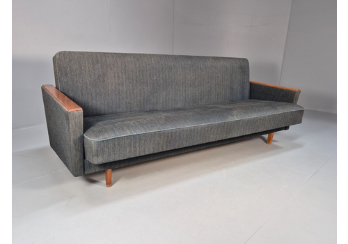 Vintage Danish Sofa Bed 1960s Mid Century Teak Grey Fabric Eb9378 M4ss