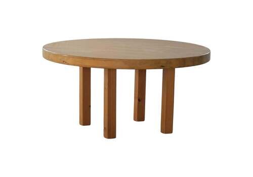 Large Round Dining Table In Solid Pine, Swedish Mid Century Modern, 1960s