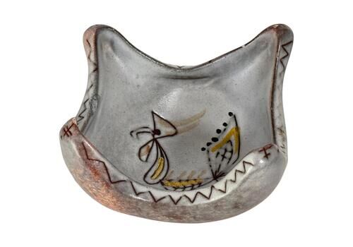 Mid Century Ceramic Catchall With Rooster Motif – 1960s French Decorative Dish