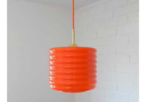 Vintage Pendant Light / Mcm Hanging Lamp / Retro Lamp / Mid Century Modern Orange Glass Lighting / Space Age Style / Light Fixture 1970