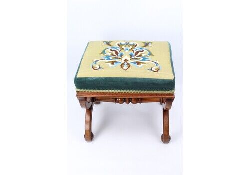 Victorian Walnut X Framed Dressing Stool