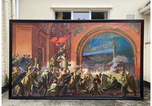 Storming Of The Winter Palace Huge Ussr Soviet School Militaria Oil Painting