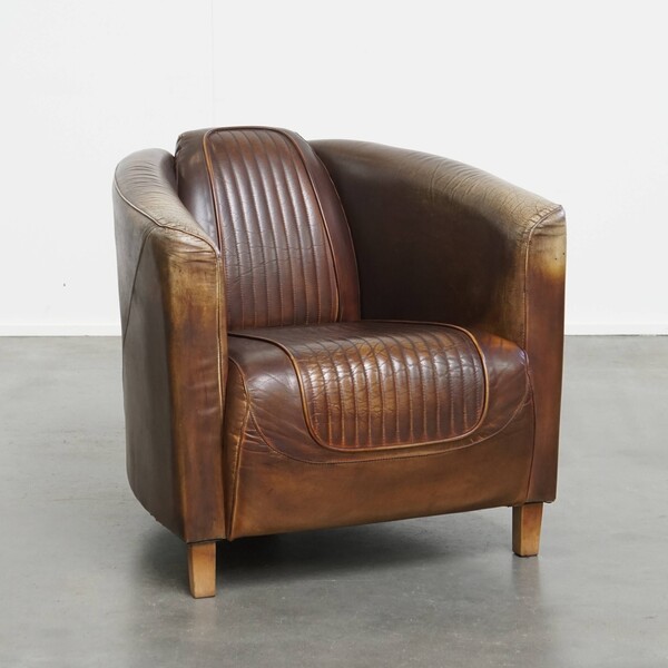 Timeless And Exclusive Cowhide Leather Aviator Design Armchair - Main Image