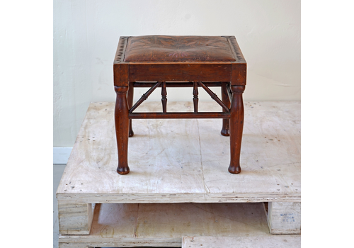 Arts And Crafts Leather Footstool