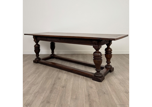 Antique 18th Century Large Plank Top Dining Table In Oak