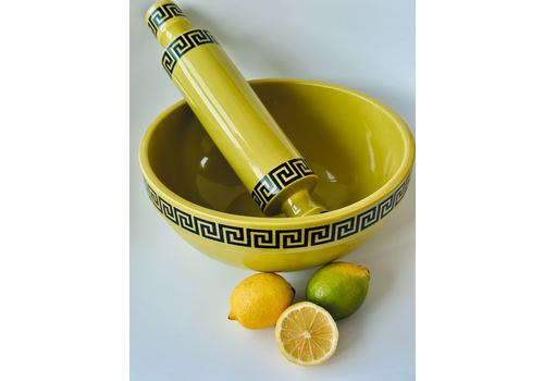 Rare Vintage Portmeirion Mixing Bowl And Rolling Pin With Greek Key Design