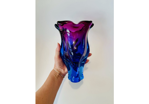 Josef Hospodka For Chribska, Borocrystal Mid Twentieth Century Blue To Purple