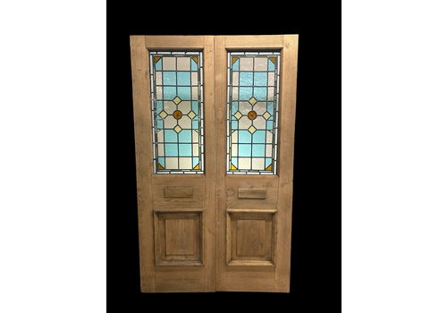 Victorian Stained Glass French Front Doors Reclaimed Period Old Antique Lead