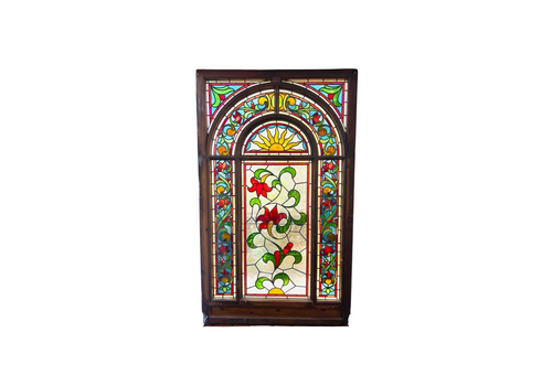 X Large Stained Glass Window Panel Reclaimed Period Antique Lead Old Edwardian