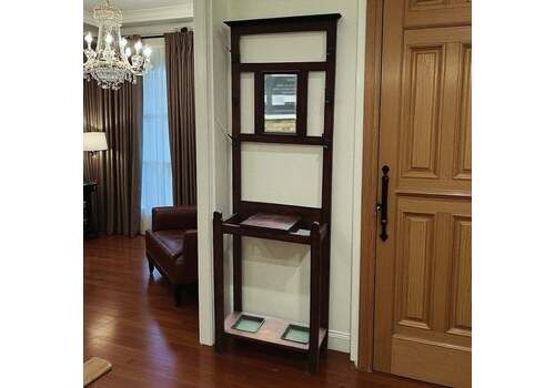 Edwardian Oak Coat Stand. Light Oak. Mirror & Drawer With Umbrella Stands.