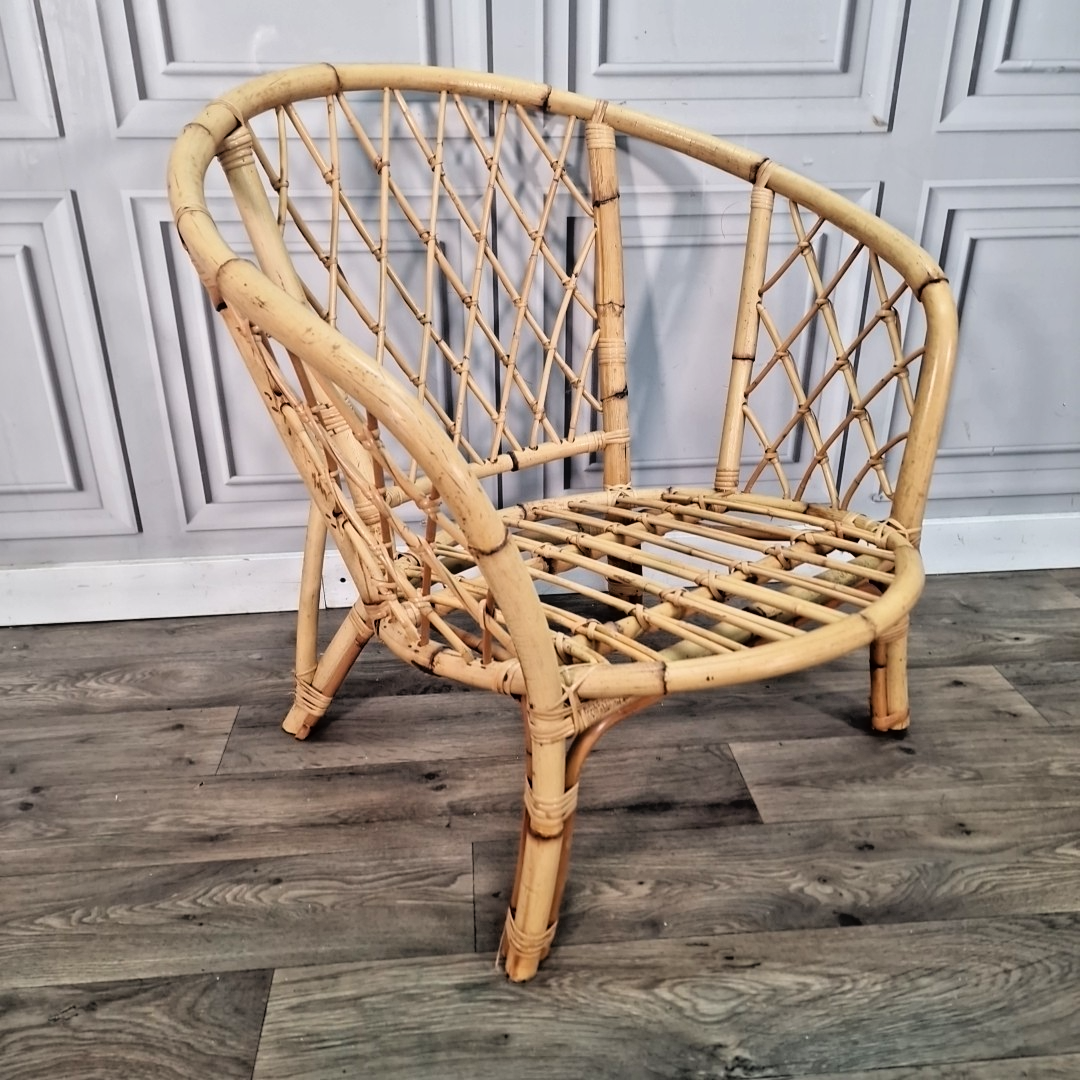 Wicker Scandi Tub Chair Vintage Rattan Bucket Chair €67 Whoppah
