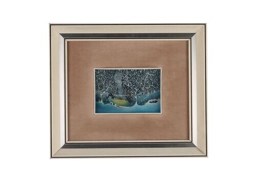 Contemporary Naif Painting M. Previ Oil On Glass 1979