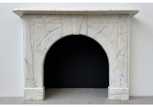 Antique Arched Victorian Carrara Marble Fireplace Surround