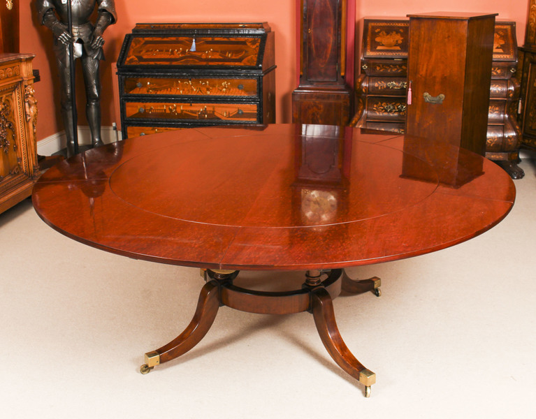 Vintage 6ft Diam Mahogany Jupe Dining Table Leaf Cabinet Mid 20th C Vintage 6ft Diam Mahogany Jupe Dining Table Leaf Cabinet Mid 20th C