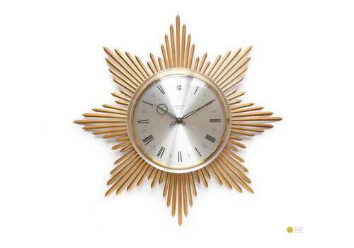 1960s Junghans Starburst Wall Clock Mid Century Modernism Sunburst Space Age Xl Large