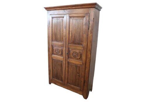 Antique Wardrobe In Poplar Wood, 1800s