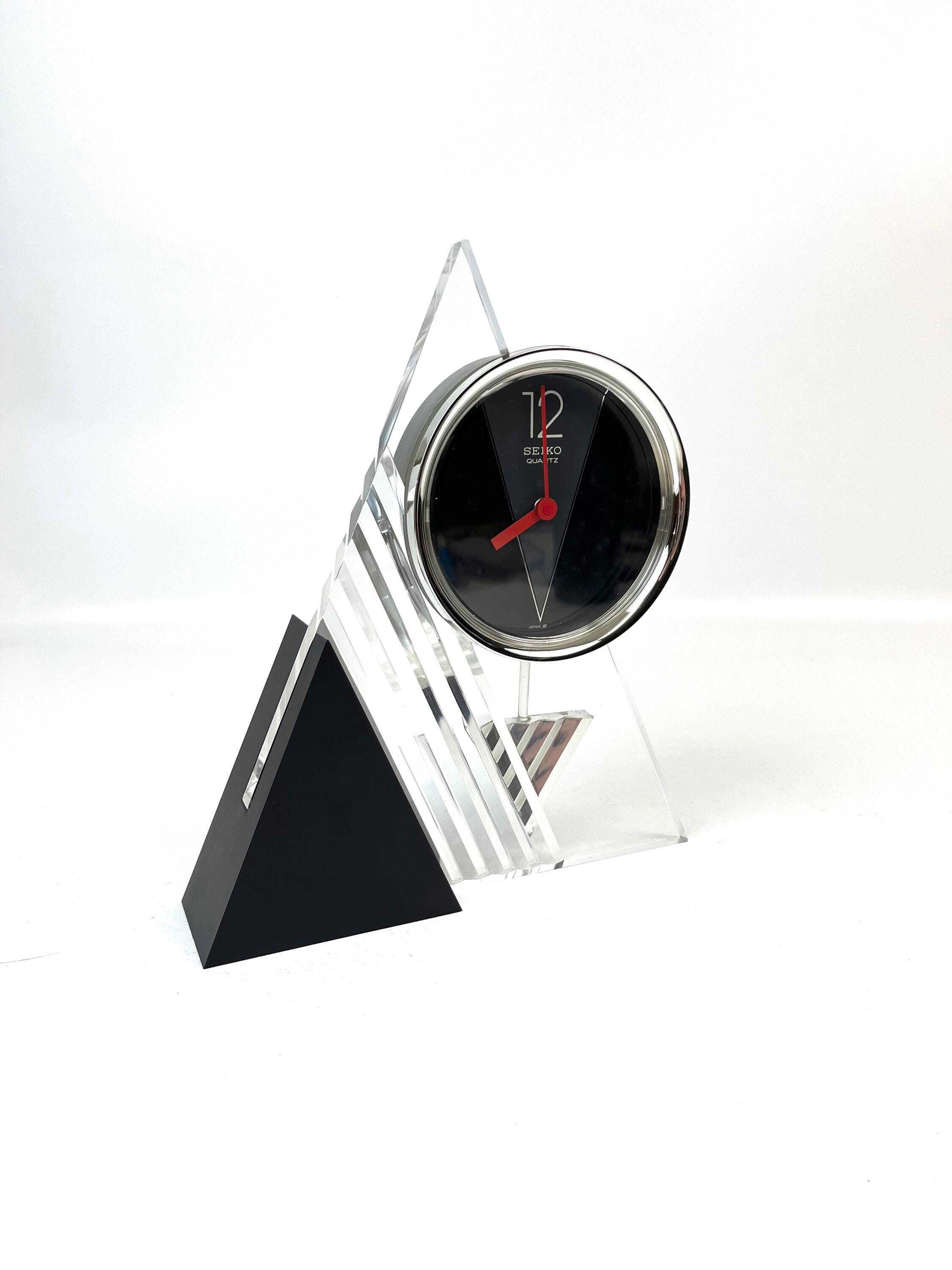90s SEIKO ポストモダン vintage clock メンフィス Rare Postmodern Memphis Age Neo Art Deco Acrylic Pendulum