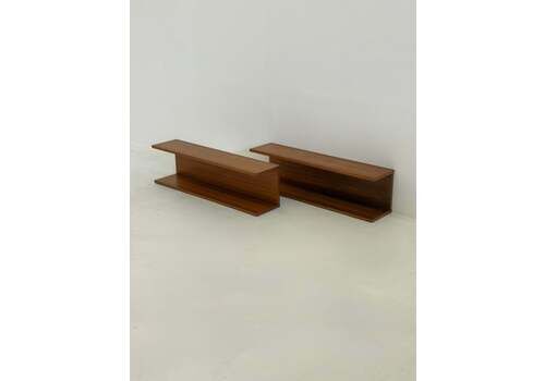 Set Of Two Danish Teak Wall Shelves Mid Century