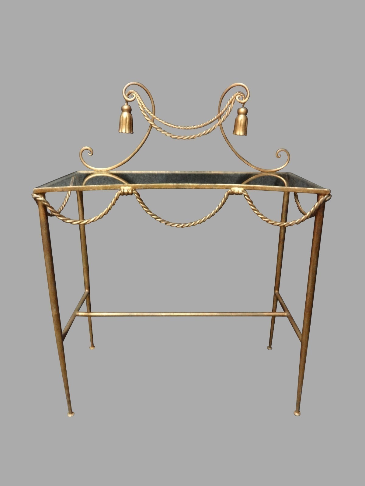 Wonderful Gilt Metal Glass Console Table Vinterior 2 3