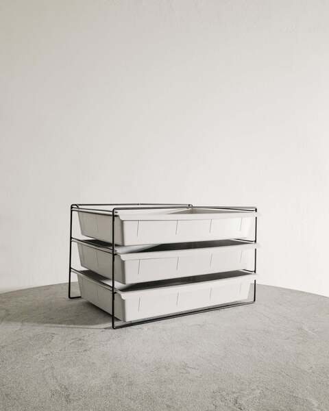 Charlotte Rack French Mid Century File Magazine Rack In Black Metal & Grey Plastic ...