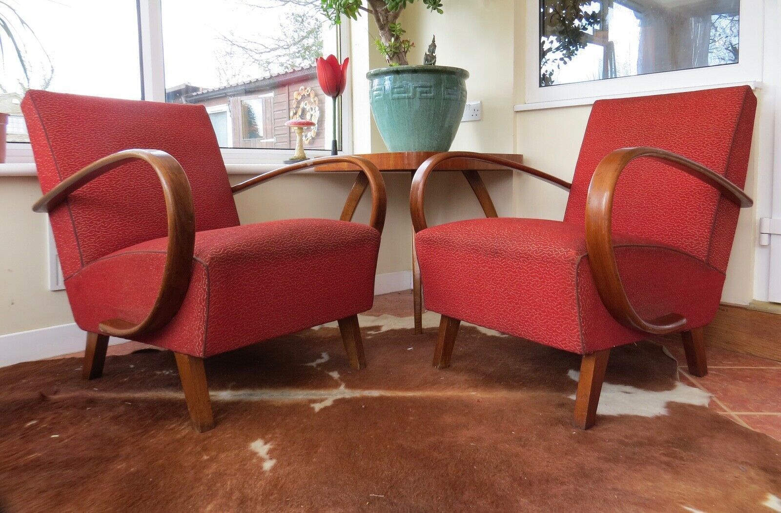 Pair Halabala Art Deco Armchairs Chairs Original Condition C1955