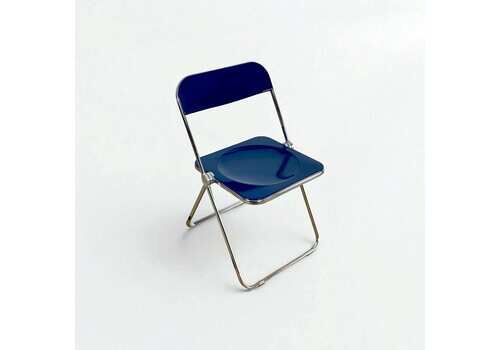 Plia Folding Chair In Blue By Giancarlo Piretti – 1970s Italian Vintage Design With Chrome Frame And Plastic Seat