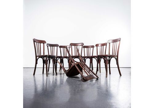 1940’s Rich Dark Fischel Bentwood Dining Chairs – Set Of Eight