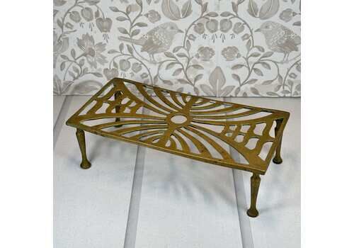 Antique Brass Fireside Trivet By W&P, Victorian Decor, Plant Stand, Solid Brass