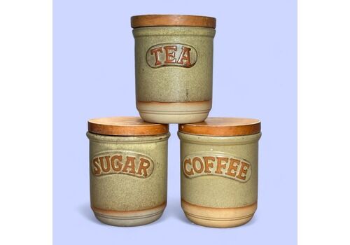 Vintage Madrigal Stoneware Tea Sugar Coffee Canisters | 1960s Uk Kitchen Jars