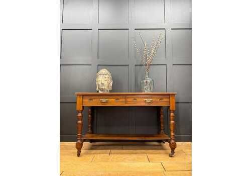 Victorian Walnut Console Side Hall Writing Desk Sofa Table 2 Drawer Antique