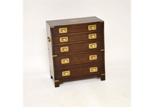 Antique Mahogany Military Campaign Style Chest Of Drawers