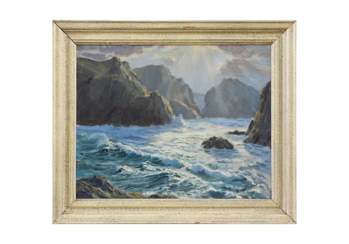 Oil On Board By William F Piper. A Cornish Seascape