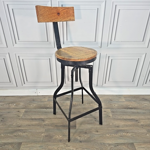 Rustic Industrial Swivel Bar Stool Chair Rustic Wood Metal