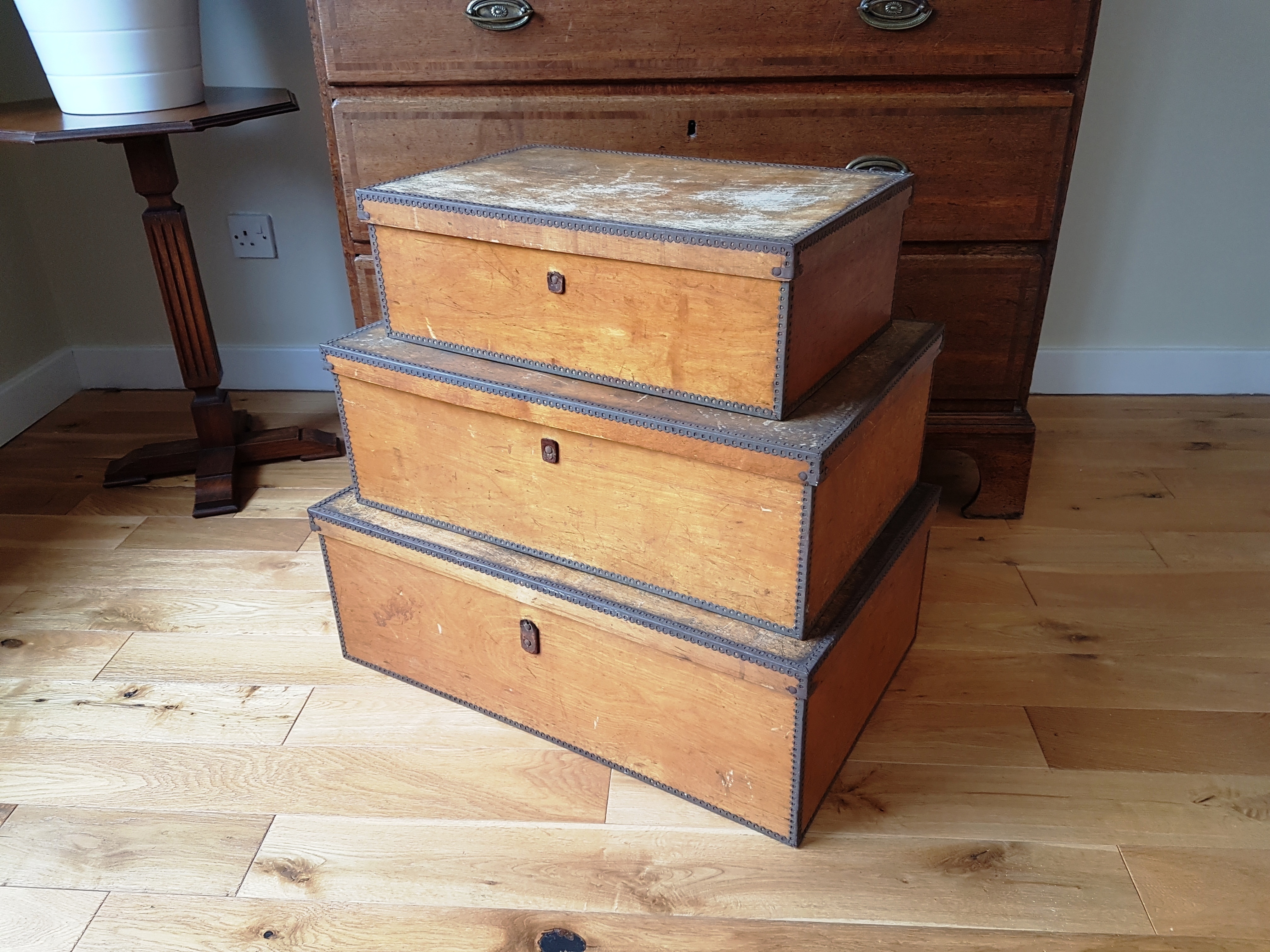 Vintage Russian Wooden Flower Crates 3 Stacking Vintage Crates