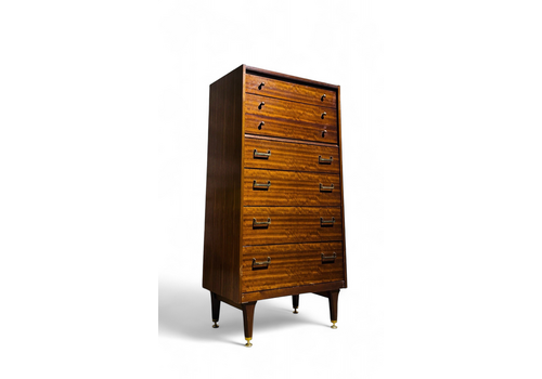 G Plan Walnut And Brass Chest Of Drawers Tall Boy Mid Century Retro C1950s