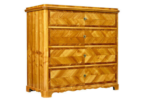 Mid 19th Century Scandinavian Inlaid Elm Chest Of Drawers