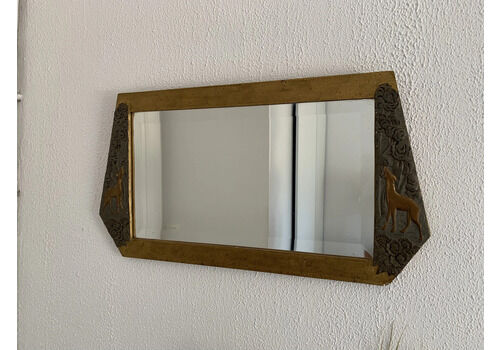Vintage 1900 Art Nouveau Beveled Mirror In Silver Plated Gilded Wood   51 X 32 Cm
